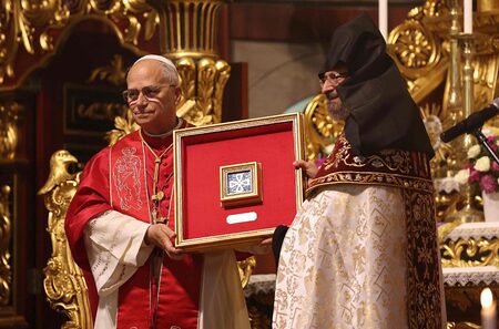 Papst Leo XIV. und armenisch-apostolischer Patriarch Sahag II. (Istanbul, 30.11.2025